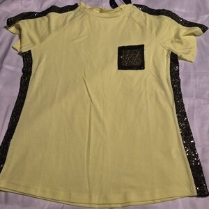 Yellow Sequin Accent Women's Blouse
